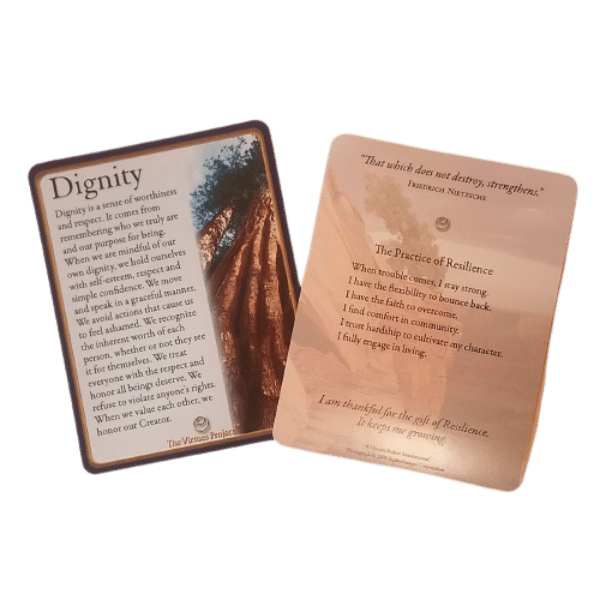 Virtue Reflection Cards front and back
