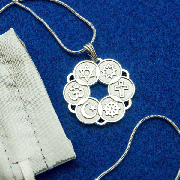 Silver-Plated Interfaith Pendant with Silver-Plated Snake Chain