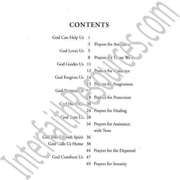 Book of Comfort and Healing - Table of Contents