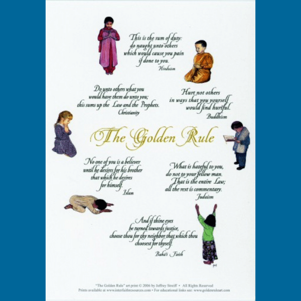 Golden Rule Greeting Card with Praying Children
