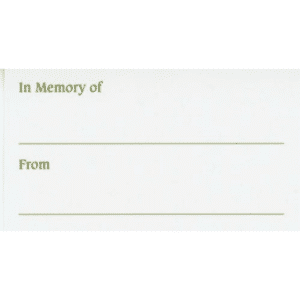 In Memory of . . . Calling Cards - back