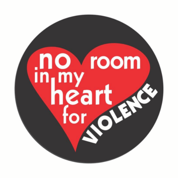 No room . . . for violence Button