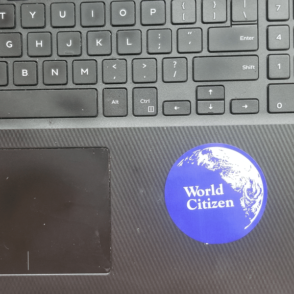 World Citizen Stickers on keyboard