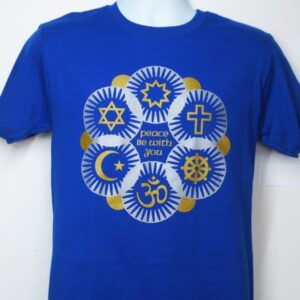 Interfaith T-shirt in Gold & Silver on blue