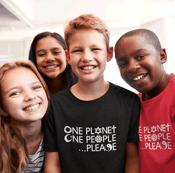 One Planet One People Please t-shirt on kids