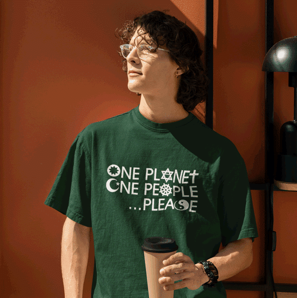 One Planet One People Please t-shirt in Green