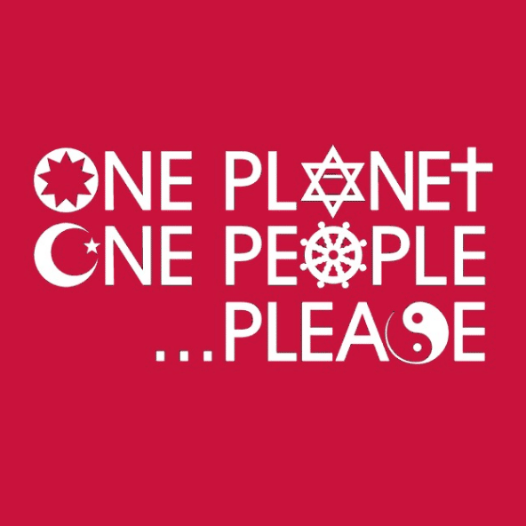 One Planet, One People . . . Please T-shirt in red