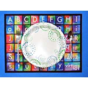 ABC Virtues Placemat on Heavy Washable Fabric