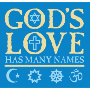 God's Love T-shirt front on blue