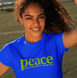 Peace with Come T-shirt in blue