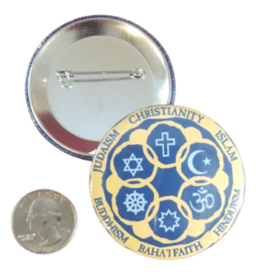 Circle of Religions button - front and back