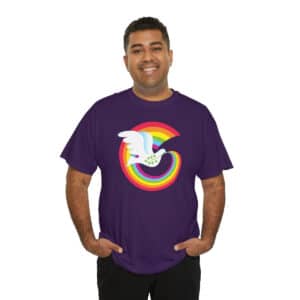 Rainbow Peace Dove on Purple
