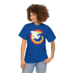 Rainbow Peace Dove on Royal Blue