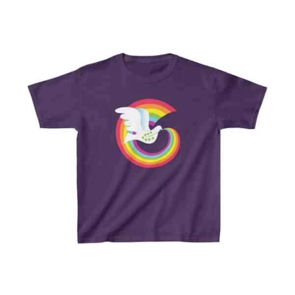 Kid's Rainbow Peace Dove on Purple