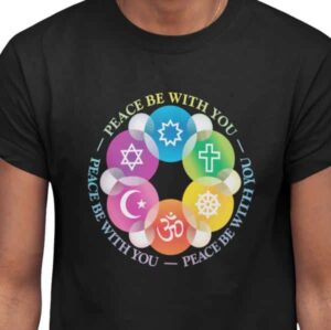 Peace Be With You Interfaith T-shirt - closeup