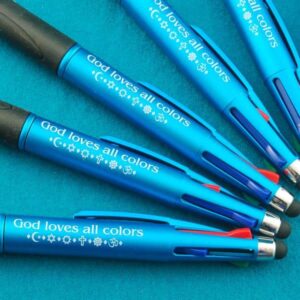 God Loves All Colors 4-color Interfaith Pen w/ Stylus