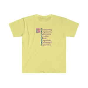 A Teacher's Virtues T-shirt in Corn Silk Yellow