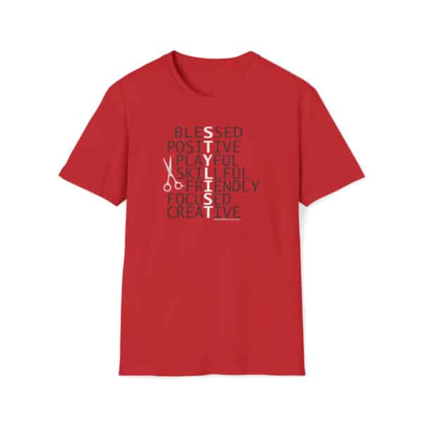 Stylist's Qualities T-shirt on red