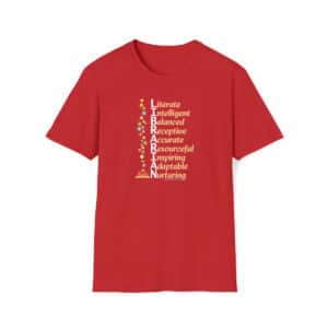 Librarian's Qualities T-shirt on Red