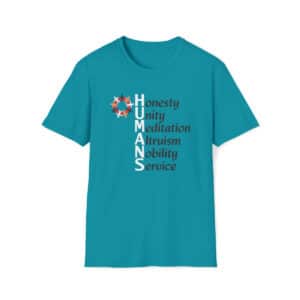 Human's Character Strengths T-shirt on Tropical Blue