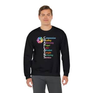 Interfaith Chaplain's Character Crewneck Sweatshirt in Black