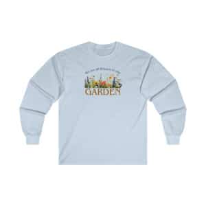 Flowers of One Garden Cotton Long Sleeve Tee - Light Blue