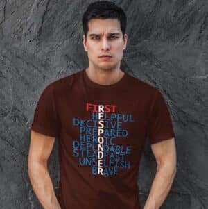 Brave First Responder T-shirt in Chocolate Brown