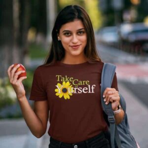 Take Care of Yourself T-shirt in Brown