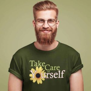 Take Care of Yourself T-shirt in Military Green