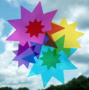 Stained Glass 9-pointed Star Window Decals