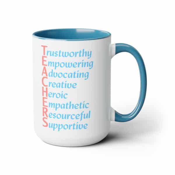 A Teacher’s Qualities Two-Tone Coffee Mugs - Light Blue
