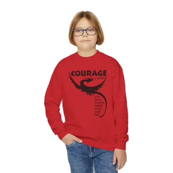 Red Courage is Needed Dragon Youth Crewneck Sweatshirt