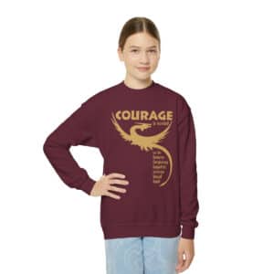 Maroon Courage is Needed Dragon Youth Crewneck Sweatshirt