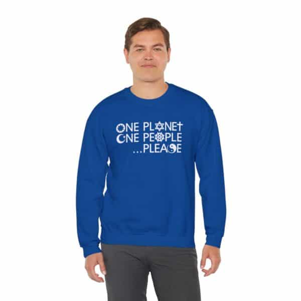 One Planet One People …Please Crewneck Sweatshirt - Royal Blue