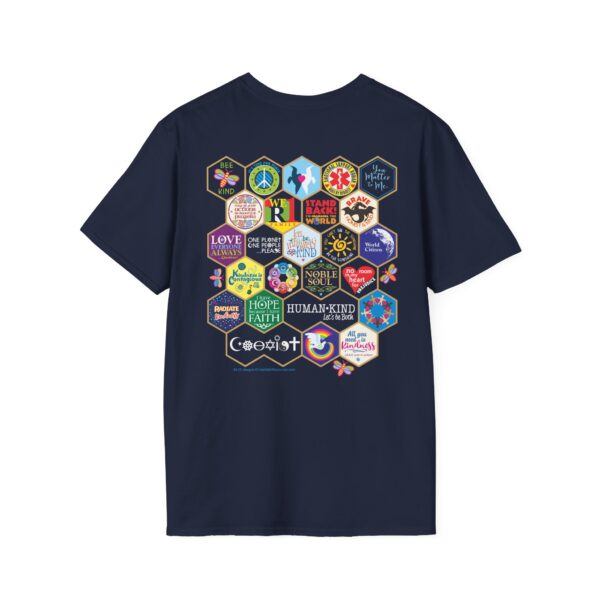 Back of Bee Kind Honeycomb Quilt 2-sided T-Shirt - Navy