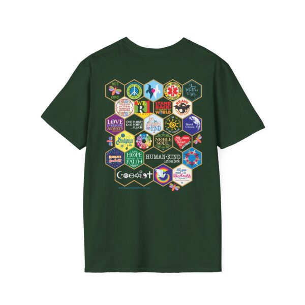 Back of Bee Kind Honeycomb Quilt 2-sided T-Shirt - Forest Green