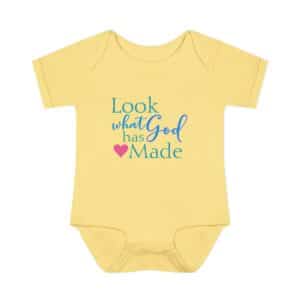 LOOK what God has Made Infant Baby Rib Bodysuit - Banana