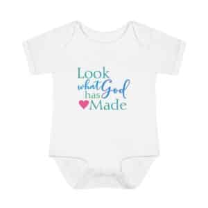 LOOK what God has Made Infant Baby Rib Bodysuit - White