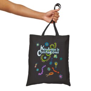 Kindness is Contagious Cotton Canvas Tote Bag - Black