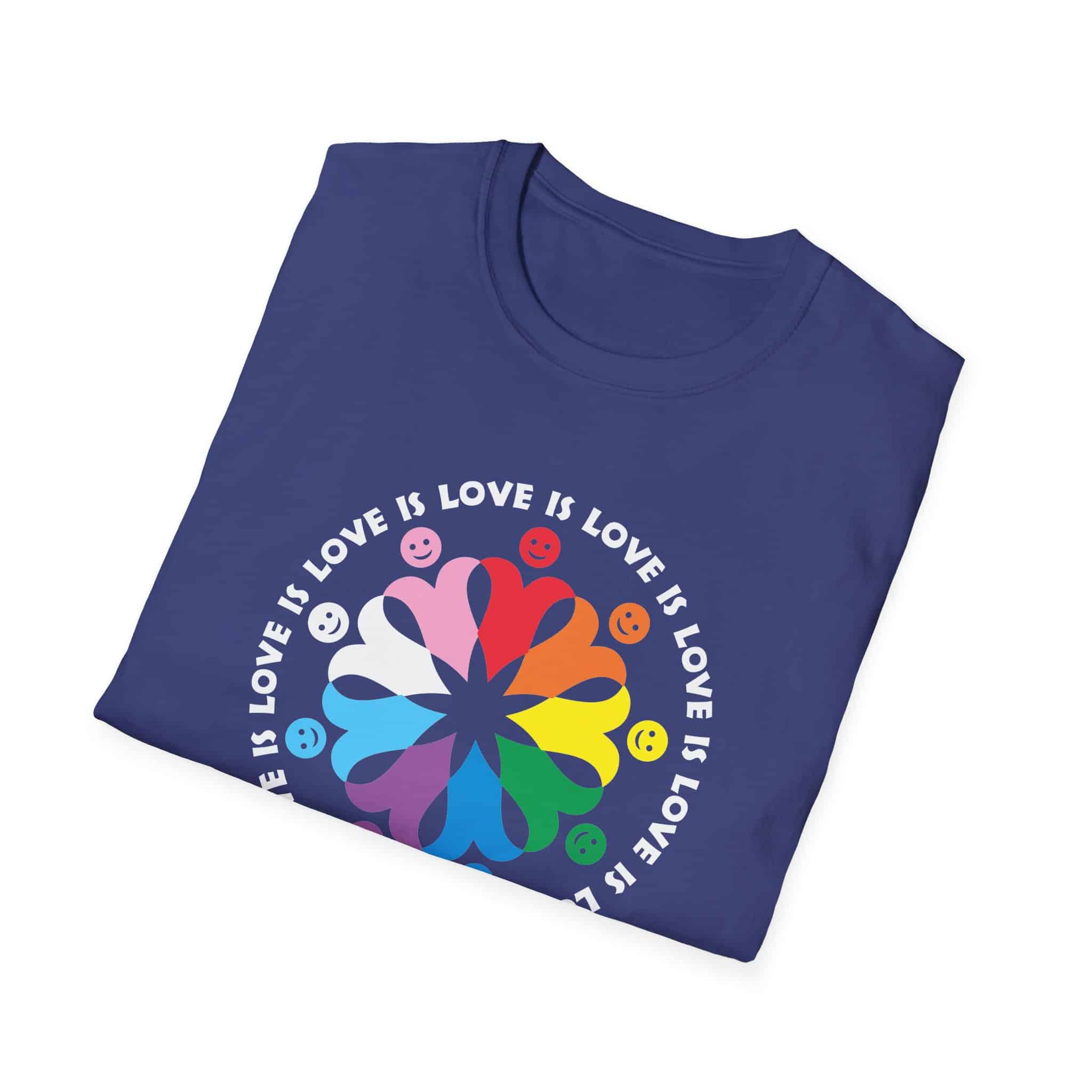 Love is Love Interlocking Heart People T-Shirt in LGBTQ Rainbow Colors - Image 16
