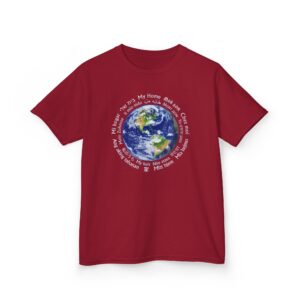 [Earth] My Home in 18 Languages, Kid’s Tee - Cardinal Red