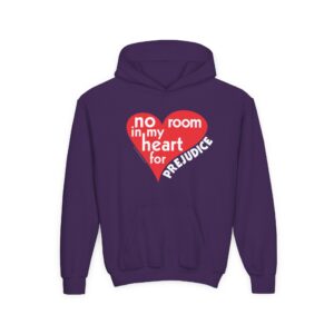 No Room in My Heart for Prejudice Kid’s Hooded Sweatshirt - Purple