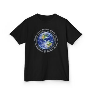 [Earth] My Home in 18 Languages, Kid’s Tee - Black