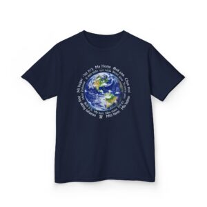 [Earth] My Home in 18 Languages, Kid’s Tee - Navy Blue