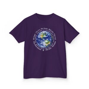 [Earth] My Home in 18 Languages, Kid’s Tee - Purple
