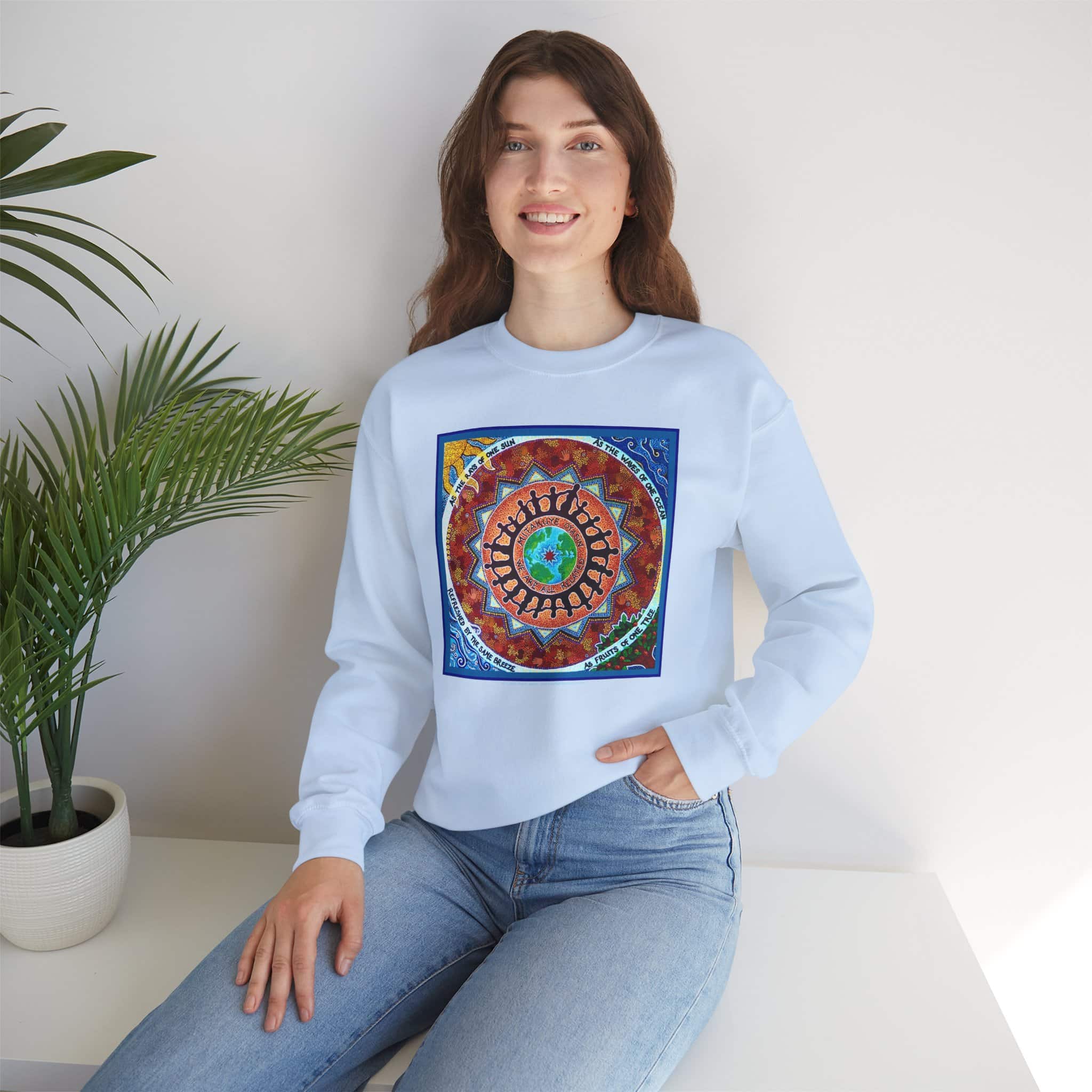 We Are All Related Crewneck Sweatshirt - Light Blue