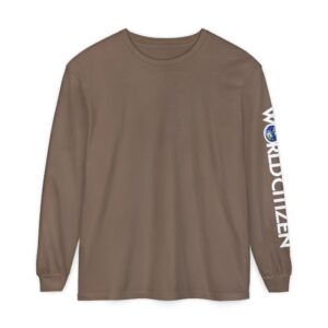 World Citizen Sleeve-Print Garment-dyed Long Sleeve T-Shirt