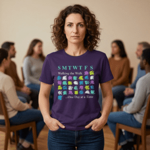 Walking the Walk …One Day at a Time Affirmation T-Shirt - Purple